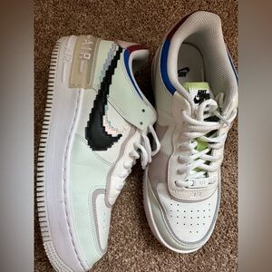 Sz 10.5 Nike Air Force 1 Shadow SE Pixel Swoosh - Barely Green W. Rare, Unique